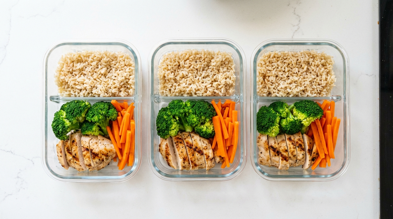 อาหารคลีน meal prep อกไก่ ข้าวกล้อง ผัก